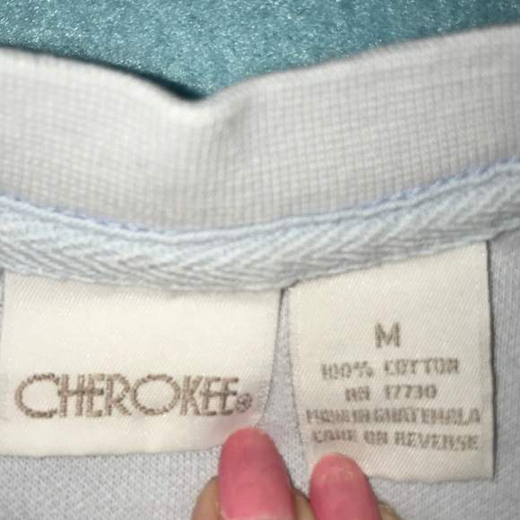 CHEROKEE long sleeve light blue embroidered emblem top size M - Picture 5 of 5